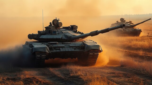 tanks in a battlefield created