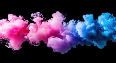 Fototapeta premium Abstract colorful smoke clouds on black background.