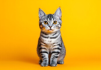 Obraz premium cat on a yellow background