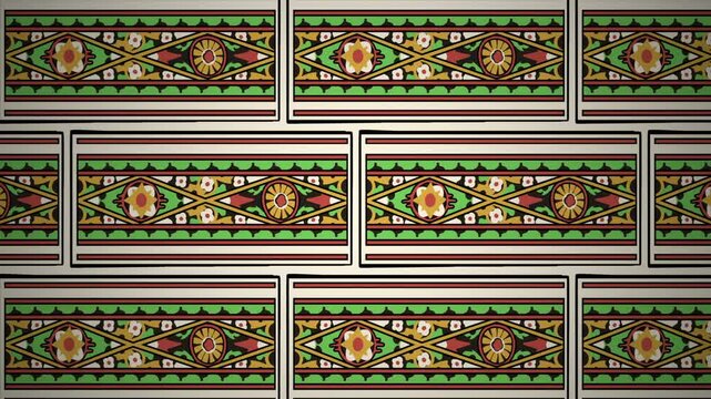 Ethnic batak karo flower pattern decorative looping animation