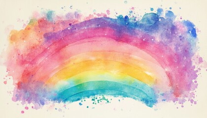 Watercolor rainbow with colorful splatter.