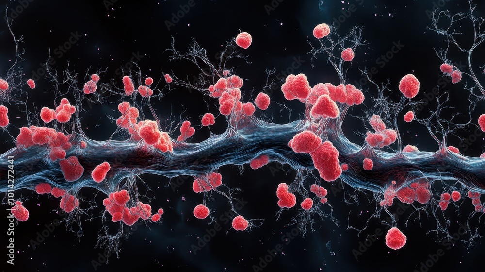 Poster a phase-contrast micrograph of myoblasts undergoing fusion to form multinucleated myotubes during sk