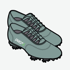 Sport golf shoes for women vector template technical drawing