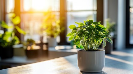 Green plant in a bright indoor setting.