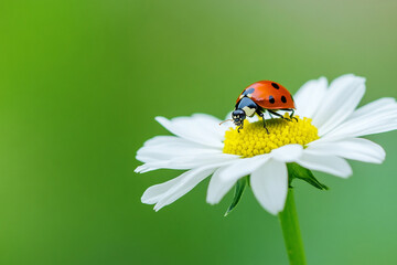 Obraz premium Ladybug on a White Daisy