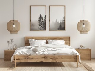 Minimalist Bedroom with Wooden Bed and Natural Decor