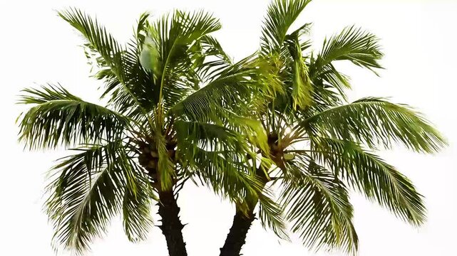 enchanting motion beautiful tropical palm trees swaying wind againstblack background olated footage perfect film digital composition offersserene glimpse nature 4K resolution tree alpha isolated leaf