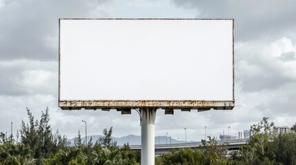 Fototapeta premium White Billboard in Industrial Setting: Close-Up with Soft Shadows