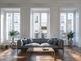 Modern Living Room with Parisian Views