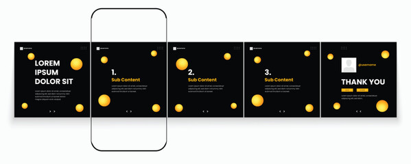 Editable social media carousel post template set or microblog templates for Instagram social media posts. carousel social media template minimalist design for linkedin carousel banner.