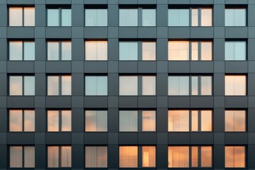 Obraz premium Skyscraper with Softly Glowing Concentric Windows
