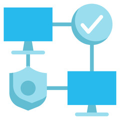 connection computer protection security lan check flat style