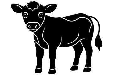 cute baby cow  silhouette vector icon