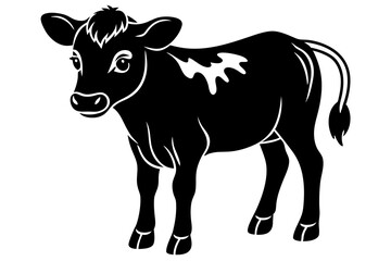 cute baby cow  silhouette vector icon