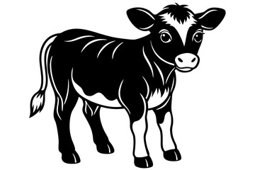 cute baby cow  silhouette vector icon