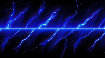 Abstract blue electric lightning bolts pattern on black background.