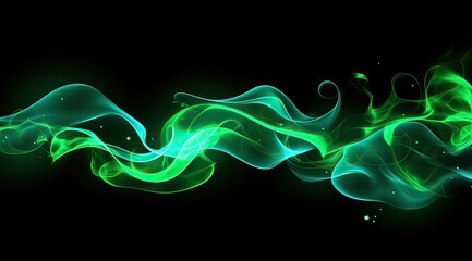 Abstract green smoke design with glowing effects, perfect for backgrounds and overlays