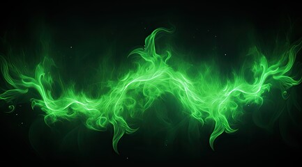 Abstract green flame on a black background