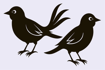  bird silhouette vector illustration white backround