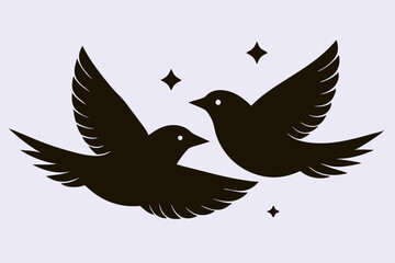2 bird silhouette vector illustration in the sky