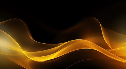 Abstract wavy gold lines on black background