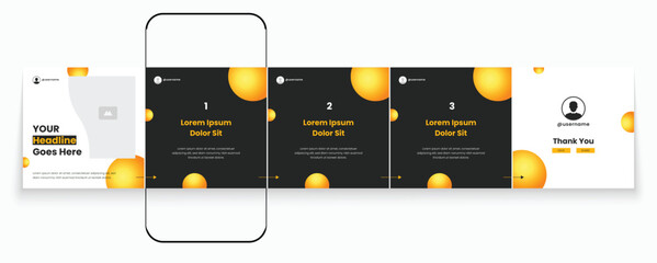 Editable social media carousel post template set or microblog templates for Instagram social media posts. carousel social media template minimalist design for linkedin carousel banner.