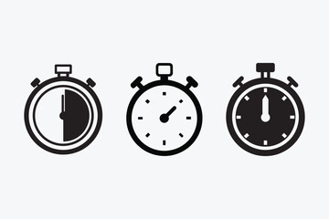 Timer Icon Collection | Stopwatch & Cooking Time Symbols Vector Set for Labels & Design