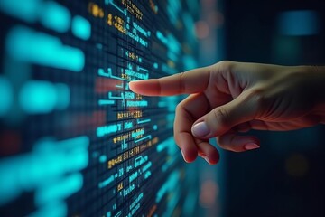 Digital Data Analysis Technology: Futuristic Touchscreen Interface for Advanced Information Processing and Visualization