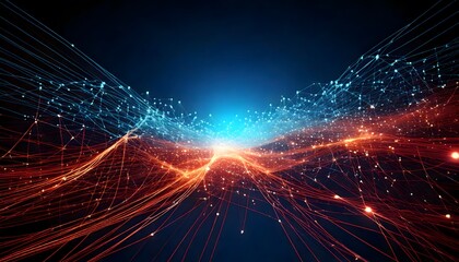 High-tech design with glowing nodes and data flow