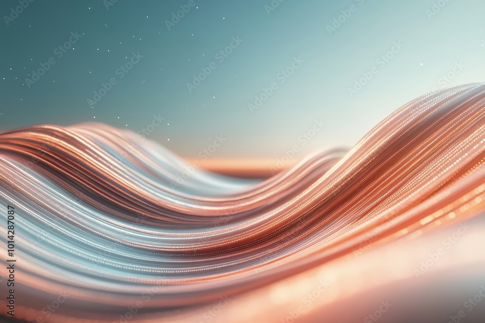 Poster futuristic glowing data lines in a soft scene