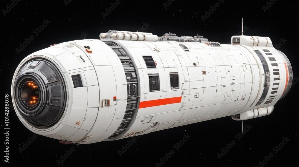 Poster spaceship in deep space with nebula and stars