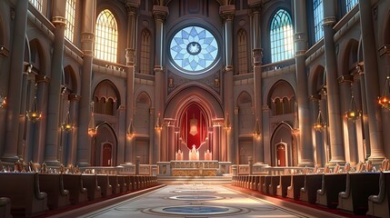 Luxurious courtroom with high-backed leather chairs.