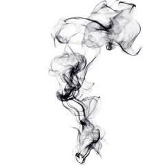 Abstract Smoke Swirls: A captivating image of swirling black smoke against a clean white background. This photo is perfect for design projects, artistic endeavors.