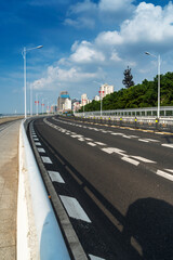 Empty urban road and buildings in the city
