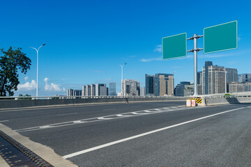 Empty urban road and buildings in the city