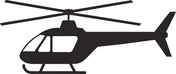 Helicopter Silhouette Icon Vector Illustration - Transparent Background