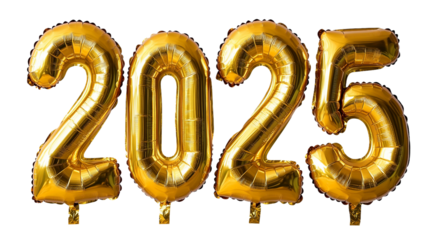 Celebrate the Glamorous Arrival of 2025 with Shiny Golden Balloons and Joyful Festivities