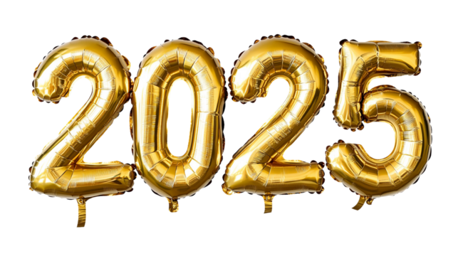 Celebrate the Glamorous Arrival of 2025 with Shiny Golden Balloons and Joyful Festivities