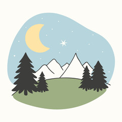 Naklejka premium A beautiful picture of nature in the dark dark night of deep forest