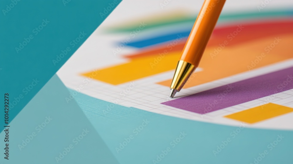 Poster consultant taking notes on colorful graphs