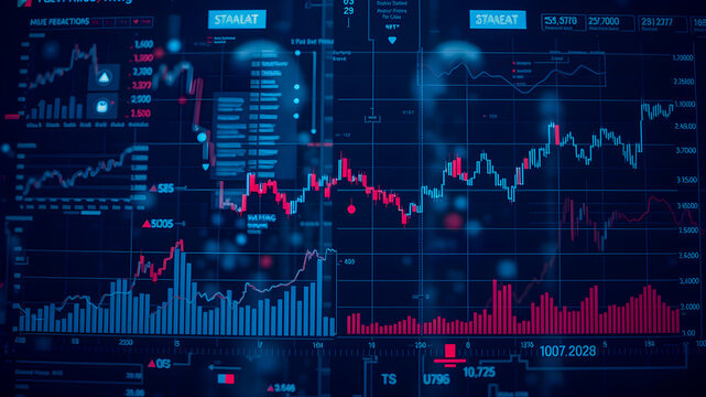 Stock market or forex trading graph and candlestick chart suitable for financial investment concept. Economy trends background for business idea and all art work design. Abstract finance background.