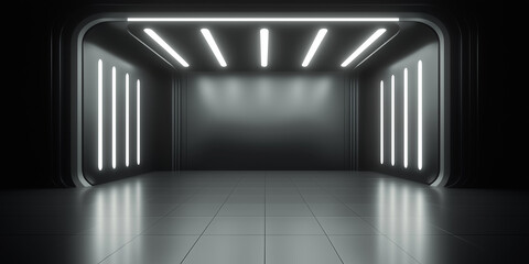 Futuristic Sci-Fi Corridor with LED Lighting


