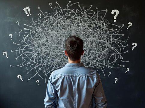 Confused Man with Questions: Problem-Solving and Decision-Making Challenges in Complex Situations