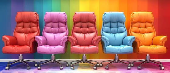 Fototapeta premium Row of Empty Office Chairs, Recruitment Concept
