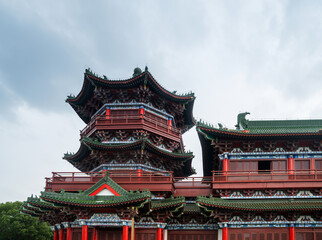 Obraz premium Tengwang Pavilion,Nanchang,traditional, ancient Chinese architecture, made of wood.