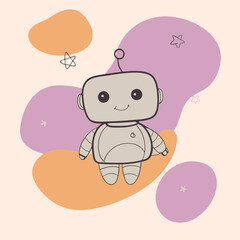 A cute little robot flying in space