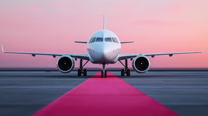 Private Jet on Red Carpet Runway  Airport Arrival  Luxury Travel  Business Aviation