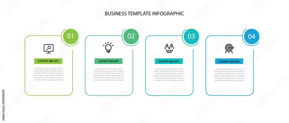 Poster 4 step columns infographic template vector element