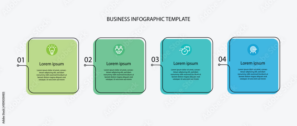 Aufkleber Design template infographic vector element with four step columns suitable for business information and web presentation