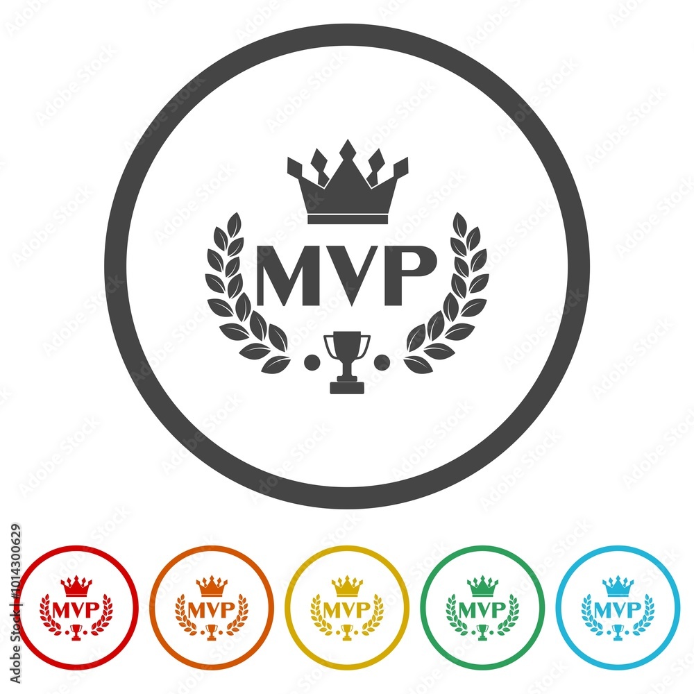 Poster mvp most valuable player icon. set icons in color circle buttons